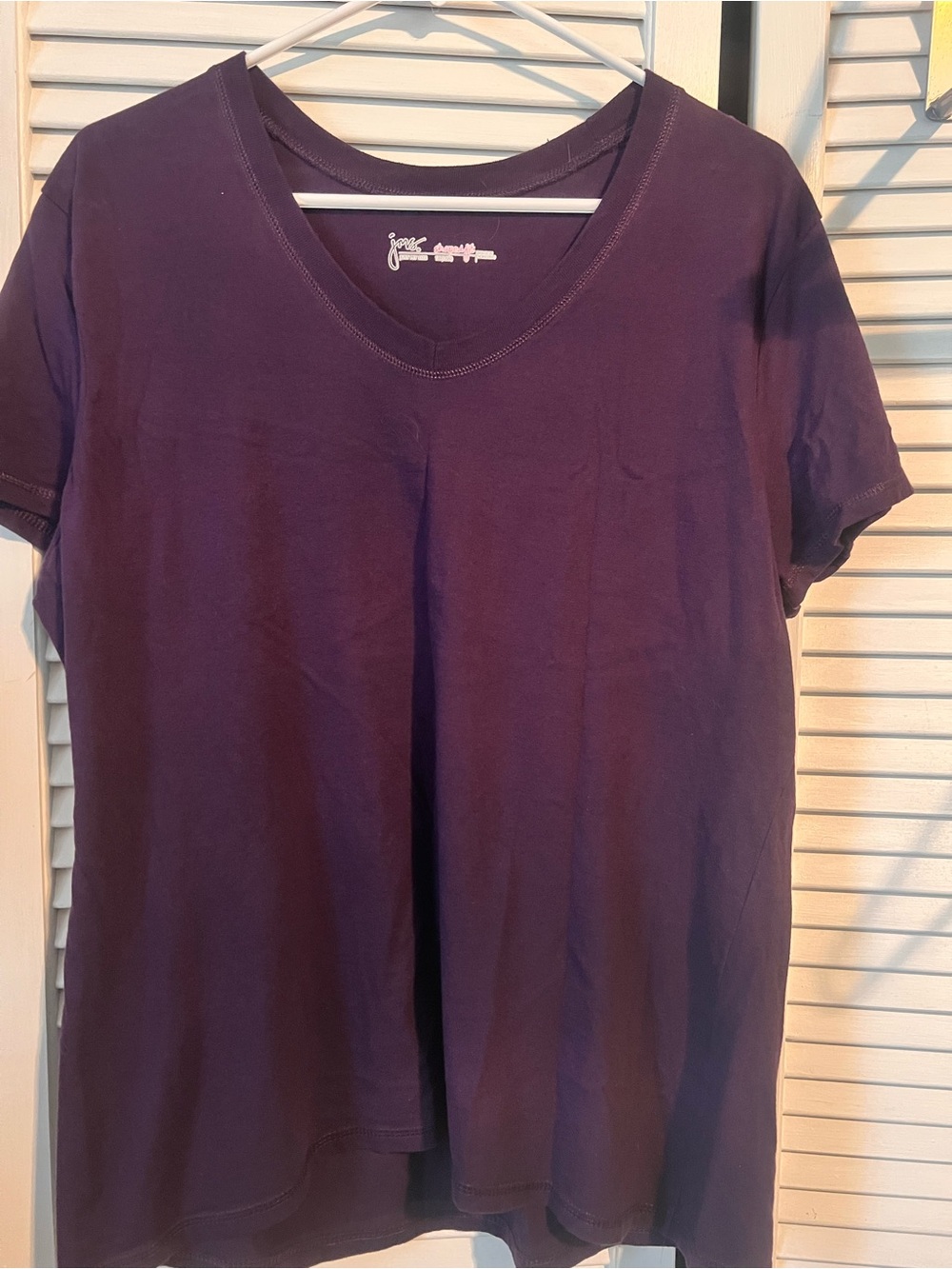 Just My Size Deep Purple V-Neck Short Sleeve Tee 1X